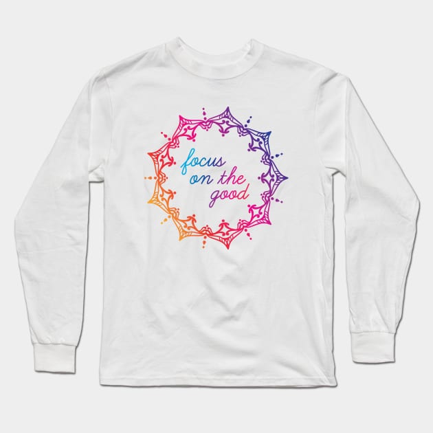 Focus on the Good - Yoga Mandala Print Design GC-092-09 Long Sleeve T-Shirt by GraphicCharms